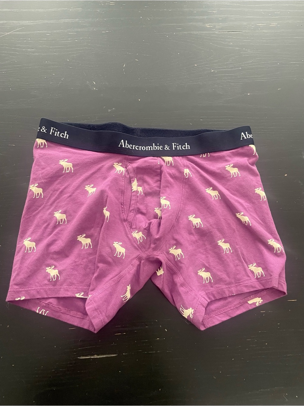 Abercrombie & Fitch Purple Boxer Briefs with Cream Moose Print